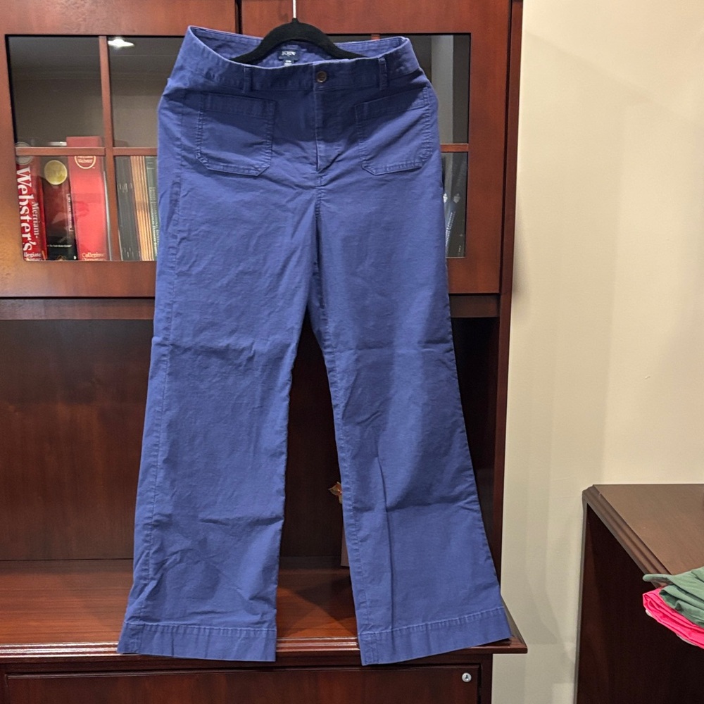 J. Crew Navy Wide Leg Cotton Pants. Lizzie high rise patch pocket wide leg pant